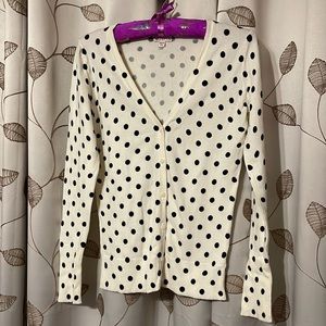 Merona white long-sleeve cardigan with black polka-dots